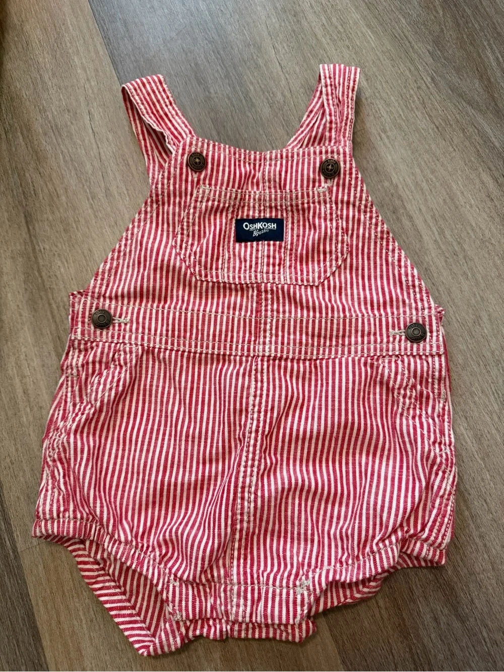 OshKosh Red & White Striped Baby Overalls